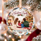 Personalized Christmas Together Family Glass Ornament - Custom Family Name & Year