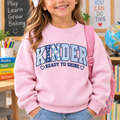 Girls Elementary School Sweatshirt - Colorful Scholar Applique Youth Crewneck