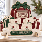 Personalized Letters to Santa Wooden Sign - Custom Family Names Christmas Mailbox Decor
