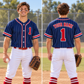 Custom Navy Pinstripe Baseball Jersey - Personalized Name & Number