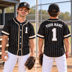 Custom Navy Pinstripe Baseball Jersey - Personalized Name & Number
