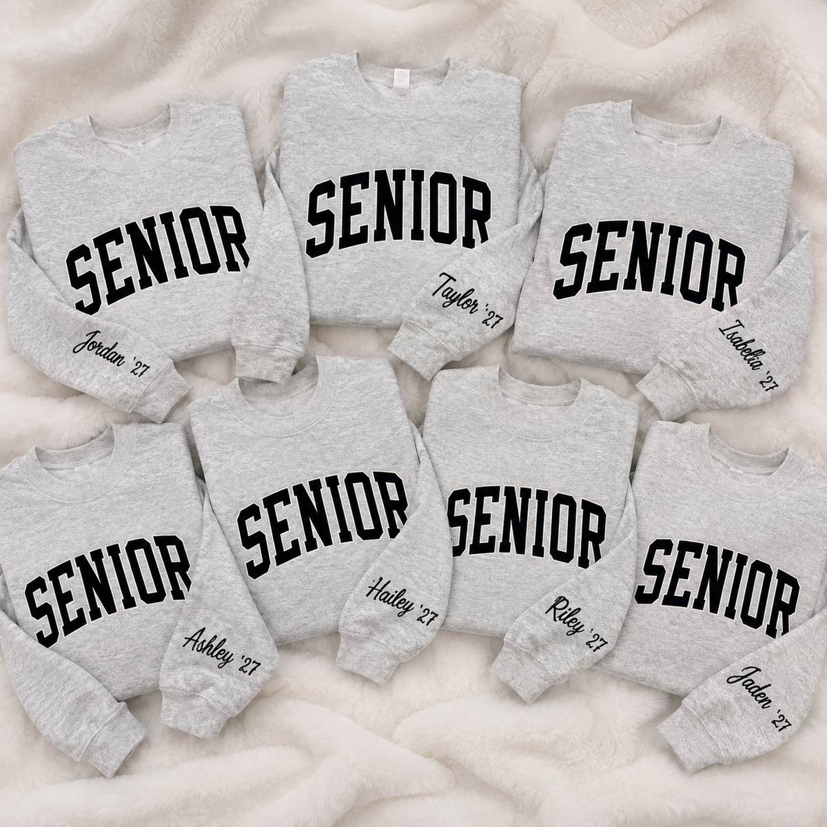 Personalized Class Varsity Applique Sweatshirt - Custom Name Sleeve Crewneck