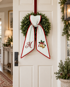 Personalized Christmas Wreath Sash - Monogram Bell Front Door Bow