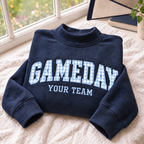 Personalized Gameday Sweatshirt – Custom Team Name Gingham Appliqué Varsity Sweater