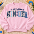 Personalized Kids School Sweatshirt – Custom School Name & Year Patchwork Appliqué Crewneck
