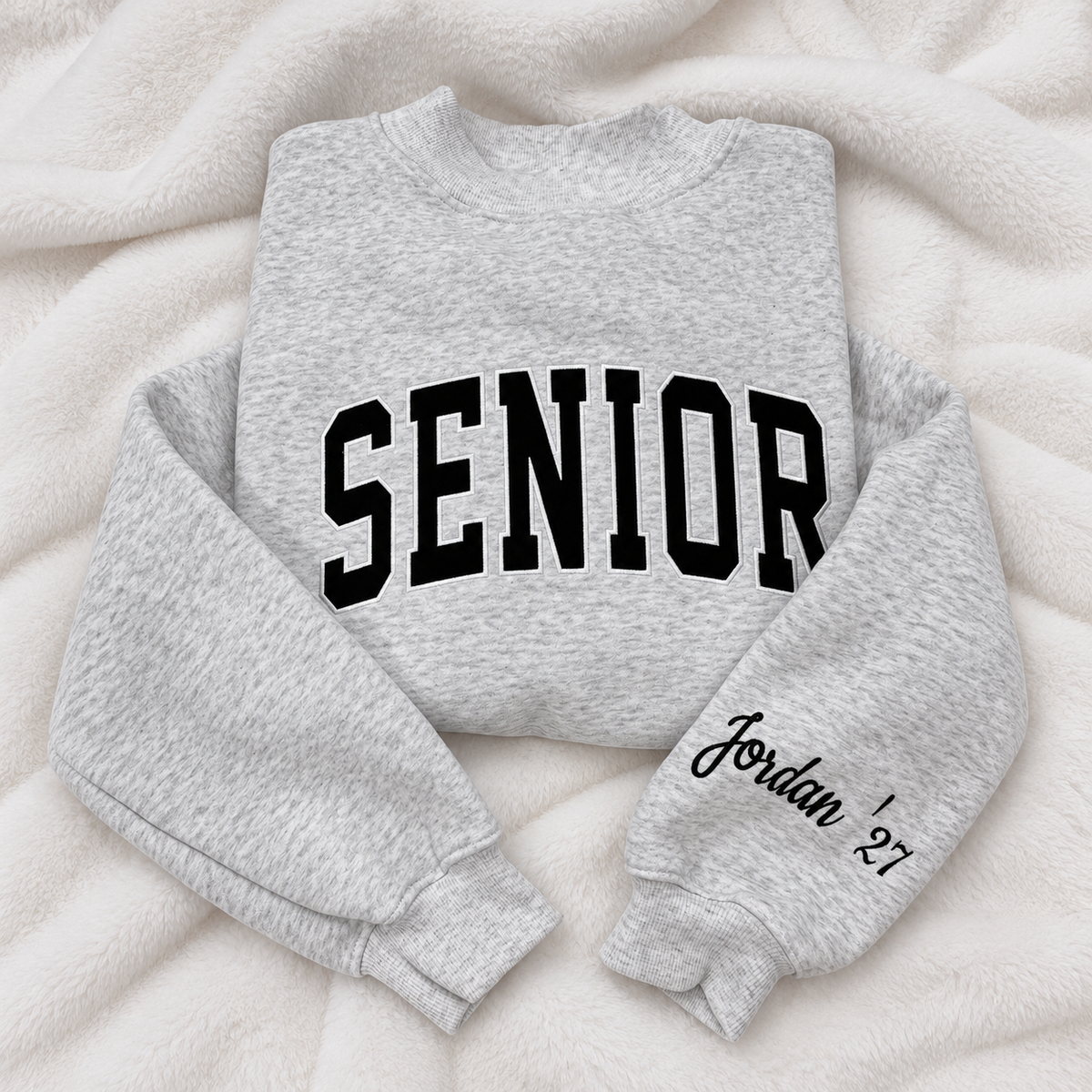 Personalized Class Varsity Applique Sweatshirt - Custom Name Sleeve Crewneck