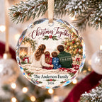 Personalized Christmas Together Family Glass Ornament - Custom Family Name & Year