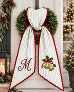 Personalized Christmas Wreath Sash - Monogram Bell Front Door Bow