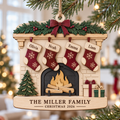 Personalized Family Fireplace Ornament - Custom Stocking Names