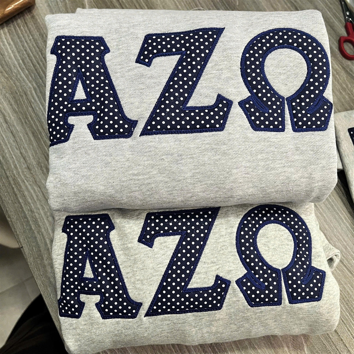 Personalized College Crewneck - Varsity Letter Applique Sweatshirt