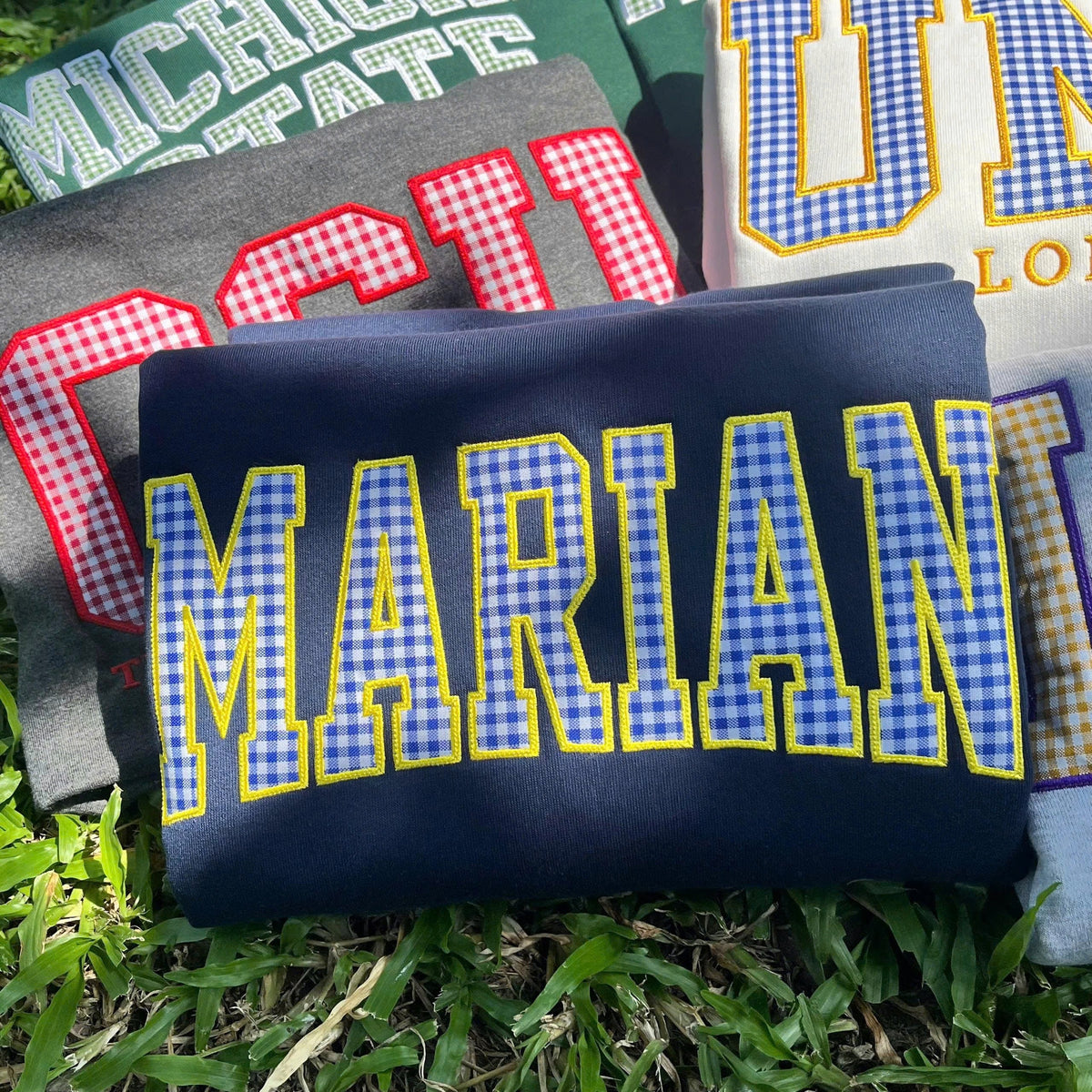 Personalized Initial Sweatshirt - Varsity Applique Monogram Crewneck