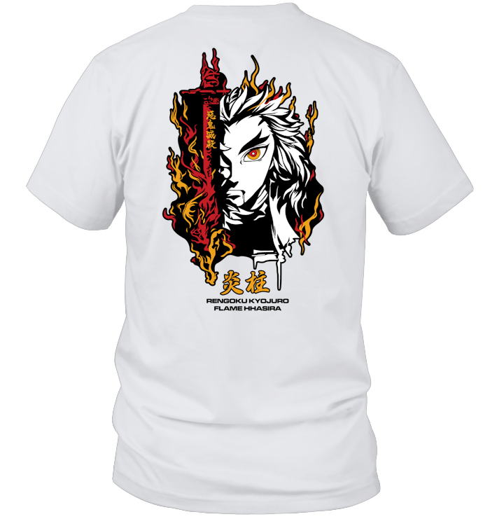 Demon Slayer Kyojuro Rengoku Unisex Tee - ECOBT1369 (White Shirt)