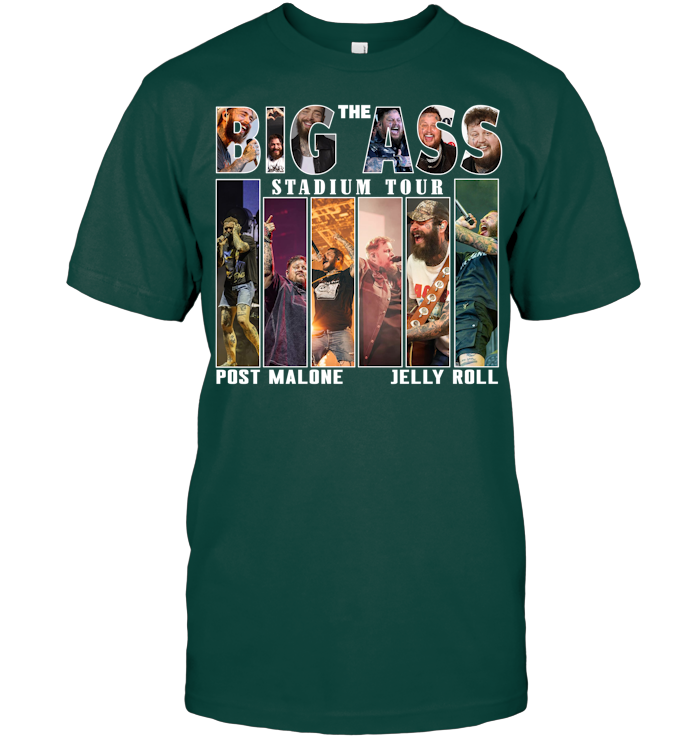 Post Malone Jelly Roll 2025 Tour Shirt, Big Ass Stadium Tour - ECOTR4193 (Black Shirt)