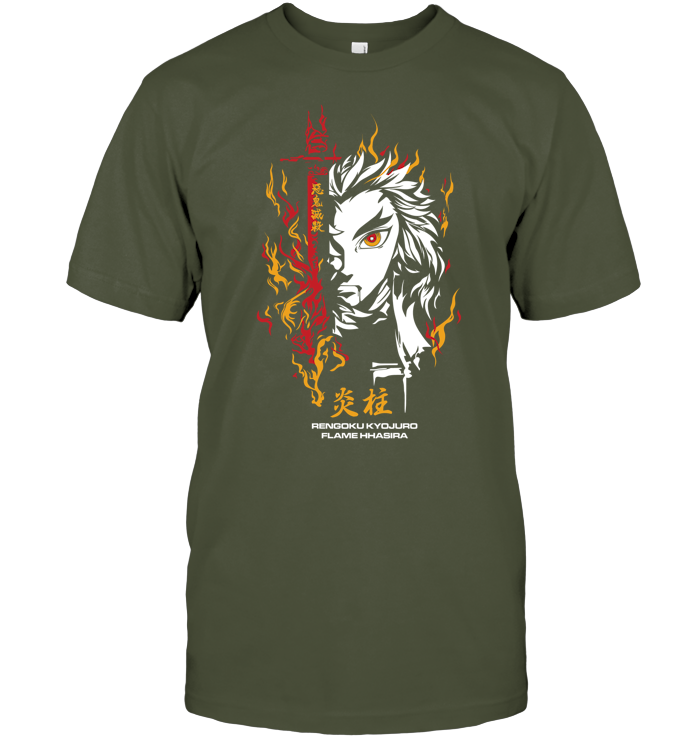 Demon Slayer Kyojuro Rengoku Unisex Tee - ECOBT1368 (Black Shirt)