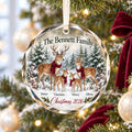 Personalized Deer Family Glass Ornament - Custom Family Names Christmas Keepsake
