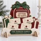 Personalized Letters to Santa Wooden Sign - Custom Family Names Christmas Mailbox Decor