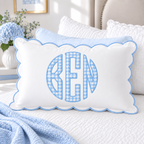 Personalized Monogram Pillow Cover - Scallop Embroidery