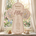 Personalized Floral Baptism Cross detail
