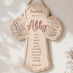 Personalized Floral Baptism Cross for baptism gifts