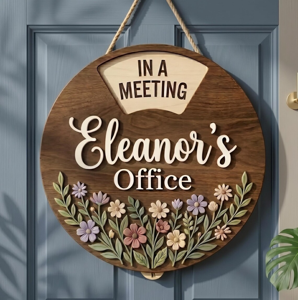 Personalized Wildflower Office Sign design detail
