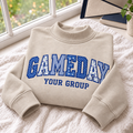 Personalized Gameday Sweatshirt – Custom Team Name Gingham Appliqué Varsity Sweater