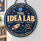 Personalized Idea Lab Wooden Sign - Custom Classroom Name Door Hanger