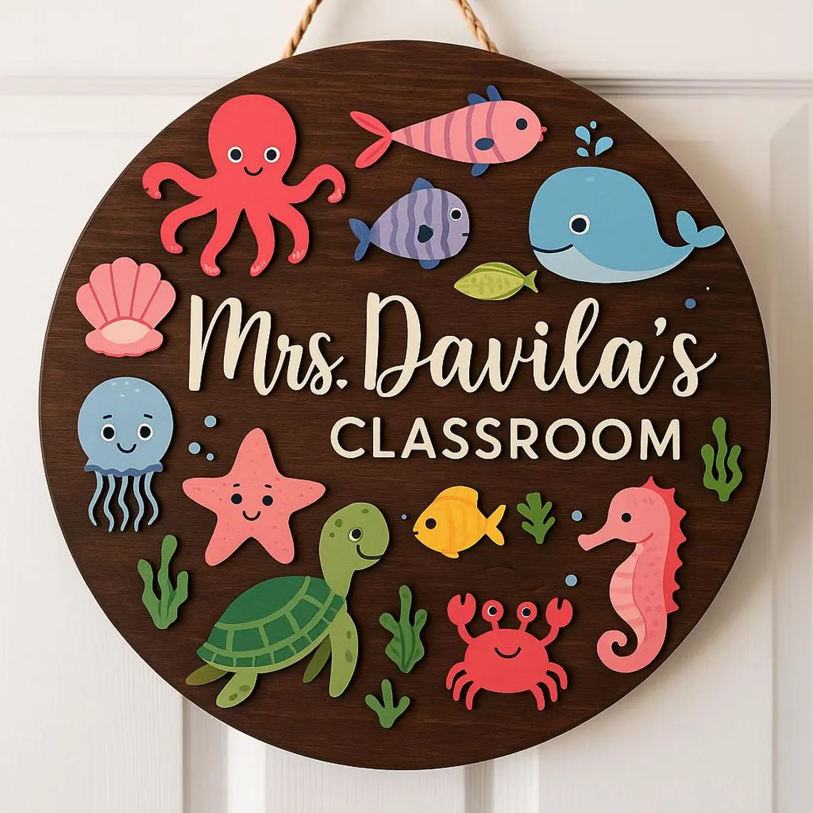 Personalized Ocean Teacher Sign detail