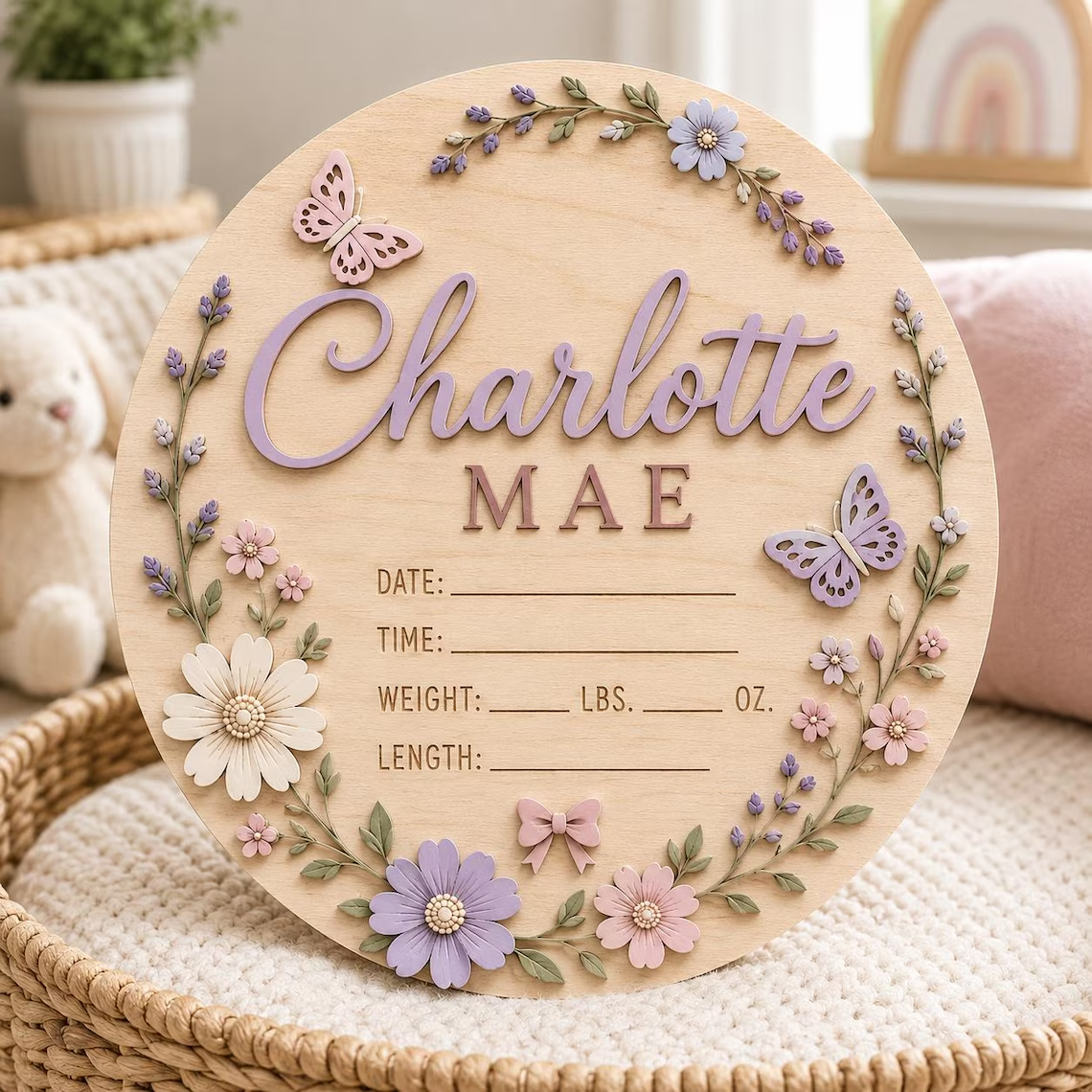 Personalized Floral Baby Announcement for newborn photos