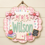Personalized Gingham Teacher Sign for classroom decor