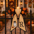 Personalized Halloween Wreath Sash - Embroidered Witch Ghost Pumpkin Decor