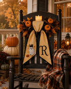 Personalized Halloween Wreath Sash - Embroidered Witch Ghost Pumpkin Decor