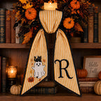 Personalized Halloween Wreath Sash - Embroidered Witch Ghost Pumpkin Decor