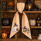 Embroidered Ghost Wreath Sash - Personalized Halloween Door Decor