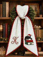 Black Cat Christmas Wreath Sash - Custom Initial Embroidery