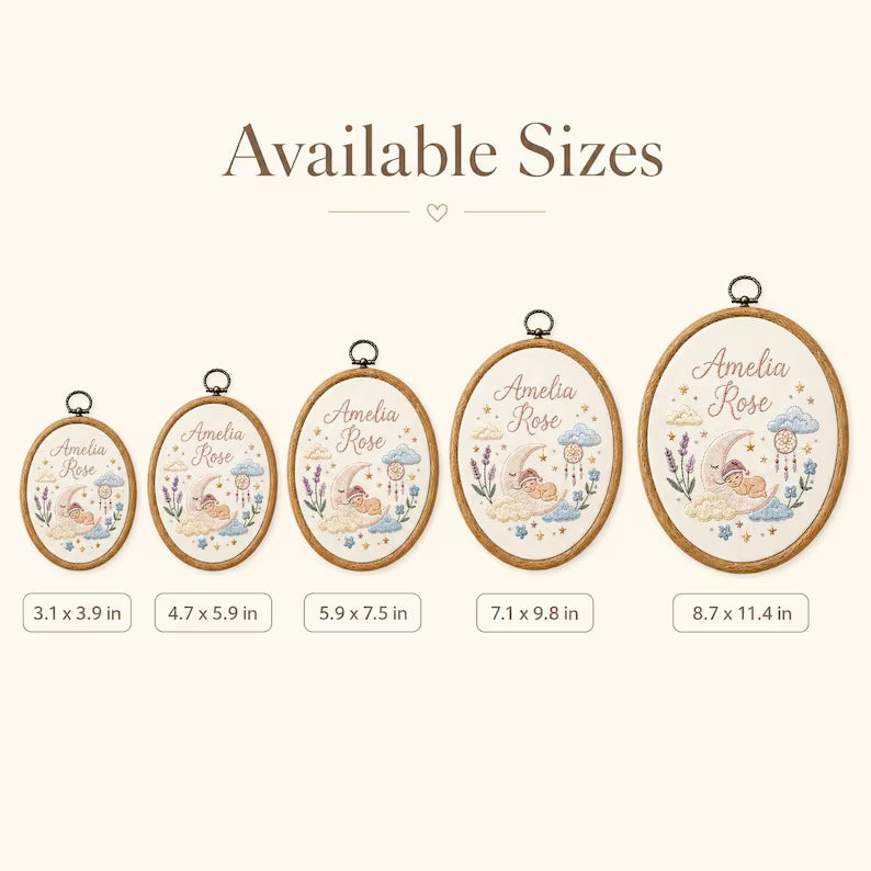 Personalized Birth Stats Embroidery Hoop - Teddy Bear