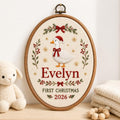 Personalized Baby’s First Christmas Goose Hoop 2026 - Embroidered Name Keepsake