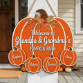 Custom Grandkids Pumpkin Patch Sign - Fall Grandparent Door Hanger
