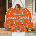 Custom Grandkids Pumpkin Patch Sign - Fall Grandparent Door Hanger