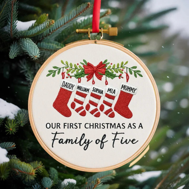 Personalized Family Christmas Ornament - Embroidered Custom Name Stocking Keepsake