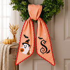 Halloween Monogram Door Bow - Custom Embroidered Name Sash