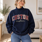 Personalized Name Sweatshirt - Mixed Pattern Applique Crewneck