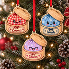 Personalized Bao Bun Christmas Ornament - Custom Name Kawaii Steamer Basket Keepsake