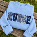 Personalized Nurse Sweatshirt - Floral Applique Custom Name Crewneck