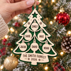 Personalized Christmas Family Ornament - Custom Names Wood Holiday Keepsake