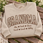 Personalized Grandma Applique Sweatshirt - Grandkids Names Floral Crewneck