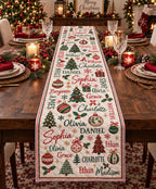 Personalized Christmas Table Runner - Custom Repeating Names Holiday Home Decor