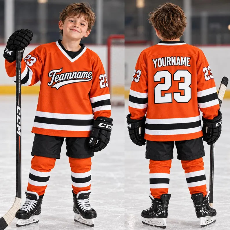 Custom Long Sleeve Hockey Jersey - Personalized Name & Number Team Shirt