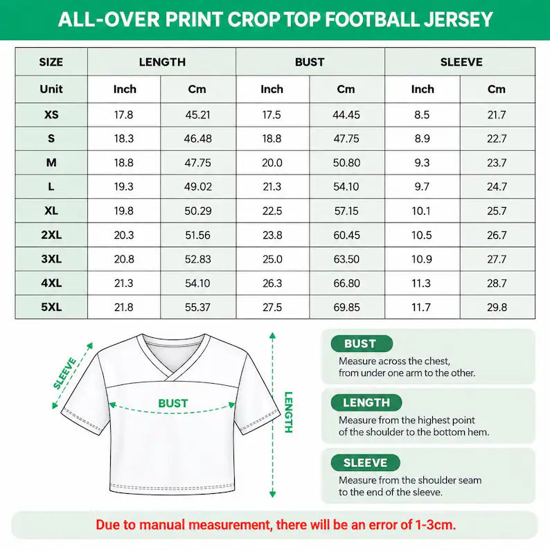 Custom Cropped Football Jersey - Personalized Name & Number Women's Game Day Top