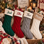 Personalized Knit Christmas Stocking - Custom Family Holiday Mantel Decor