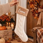 Personalized Knit Christmas Stocking - Custom Family Holiday Mantel Decor